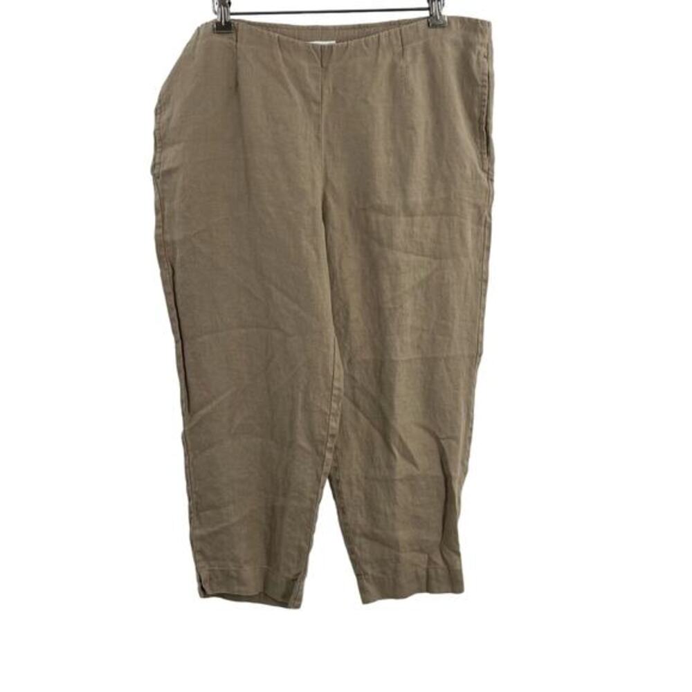 J Jill Tan Linen Slim Crop Pure Jill Pant Size Small